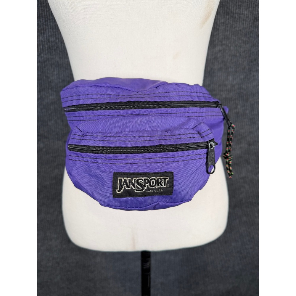 JanSport Fanny Pack 2 Pocket Purple Vintage Made in USA Festival Travel Gorpcore